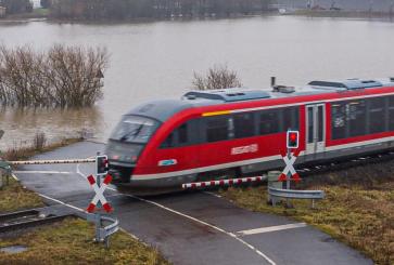 Train in flooded area