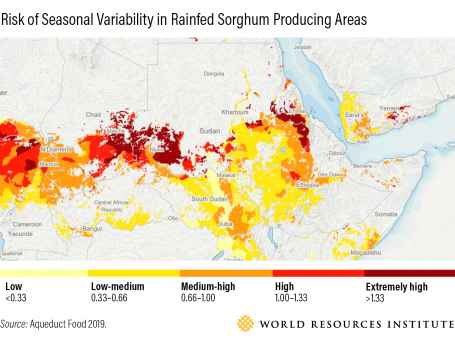 Map showing risk of seasonal variability in rainfed sorghum producing areas