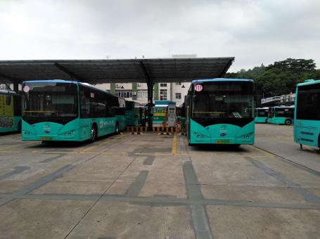 Electric buses at charging station