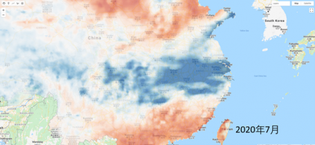 WRI China Data Lab map of precipitation anomalies July-Dec 2020