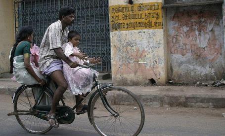 Family on bicycle