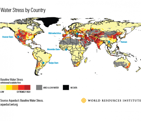 Map showing water stress by country