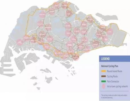 根据新加坡自行车规划，新加坡自行车道里程将由现在的230公里提升至700公里