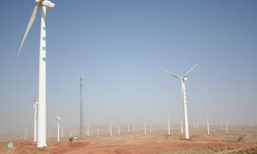 Wind turbines in Ningxia, China.